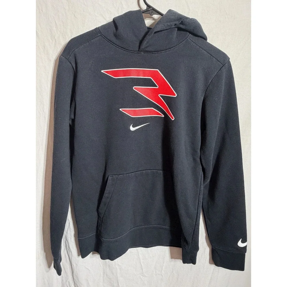 Nike Russell Wilson RW3 Hoodie Kids XL Black Red Graphic Sweatshirt 807421-023